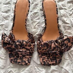 River Island Brown Leopard Bow Sandals